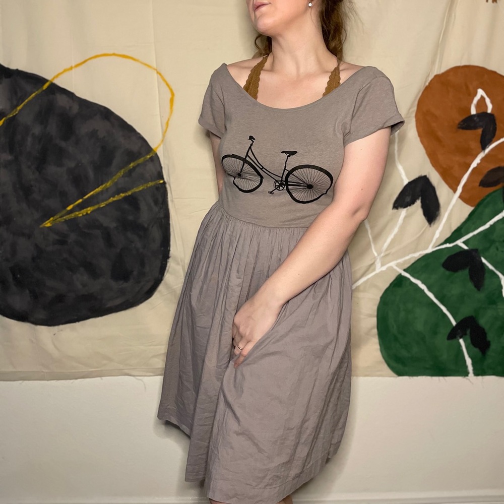 FC Jeans Gray Vintage Inspired Bicycle Midi Dress
